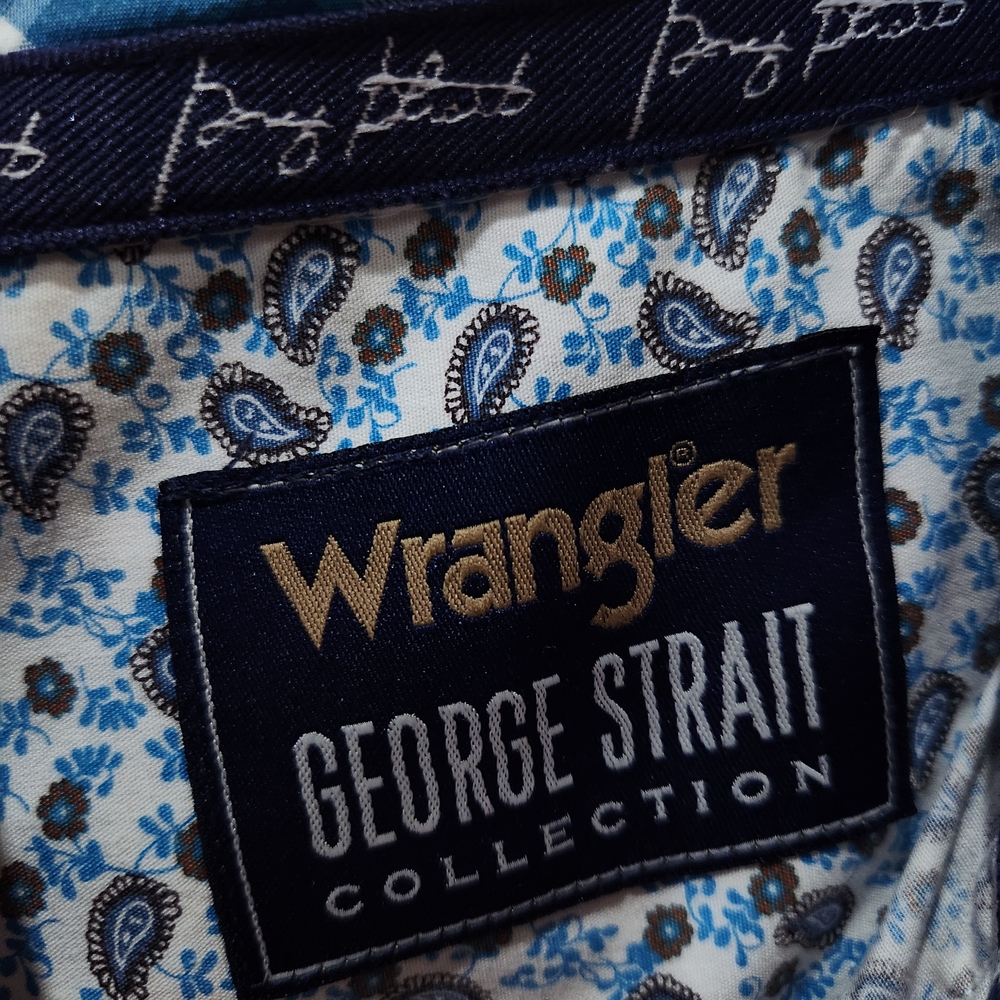 Wrangler Men's Light Blue Pattern Button Shirt (George Straight Collection) - M - Picture 2 of 4